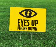 #YOLOwalksafe Lawn Signs: Use the included wire H-frames to post these driver-targeted lawn signs in turf near parking lot entrances or alongside other driveways adjacent to your school.