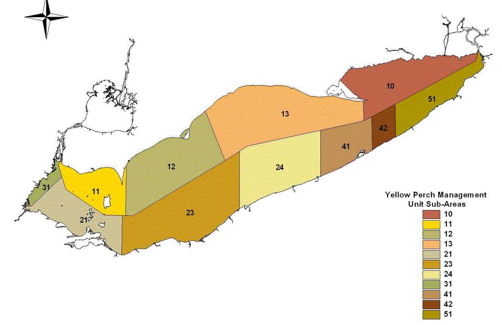 N Management Unit Sub-Area Jurisdiction Area Estimate (km2) New Relative Surface Area MU1 11 Ontario 1537.1 4.6% 31 Michigan 344.8 9.1% 21 Ohio 195.6 5.3% MU1 Total 3787.5 MU2 12 Ontario 3497.4 45.