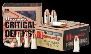 All Critical DUTY ammunition is loaded in nickel-plated cases for improved feeding and increased visibility in low-light situations and features