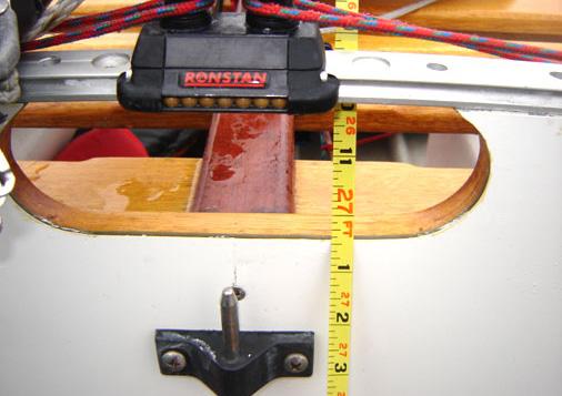 For those boats still rigged with the smaller 3/32" forestay the reading should be 5 numbers lower. Too much rig tension will tend to increase prebend. Too little tension will tend to reduce it.