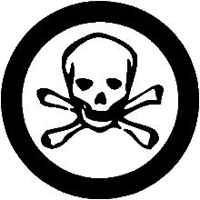 Class D Division 1: Materials Causing Immediate and Serious Toxic Effects The skull and cross bones identifies acutely toxic material.
