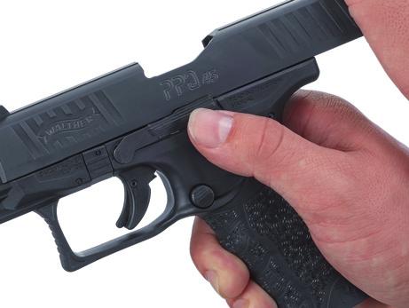 PPQ 45 PISTOLS PREPARATION FOR FIRING UPON FIRING THE PISTOL OR RELEASING THE SLIDE FROM THE SLIDE STOP, THE SLIDE MOVES REARWARD OR FORWARD WITH SIGNIFICANT FORCE AND SPEED.