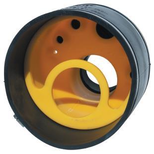 Unique support ring molded directly into the cap aligns & stabilizes gas wellhead, takes pressure off Fernco and flex hose Molded