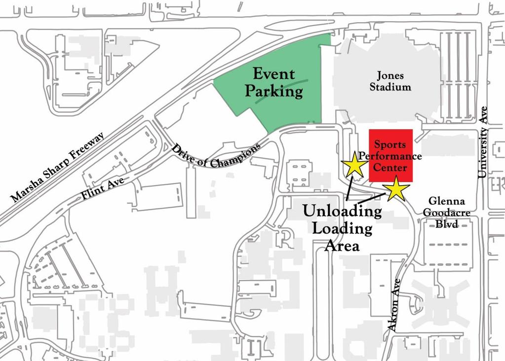 Parking: Bus drop off is at south end of Sports Performance Center on Akron