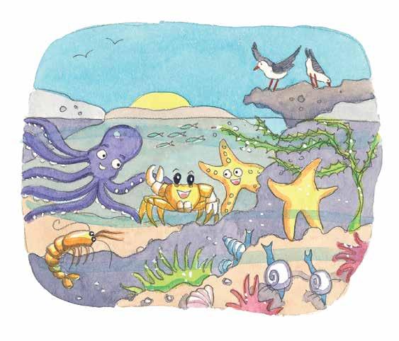 FLYING START TO LITERACY It took time, but eventually the tide pool was clean again. And from then on, whenever the animals had a new idea, they always checked with the little crab first.