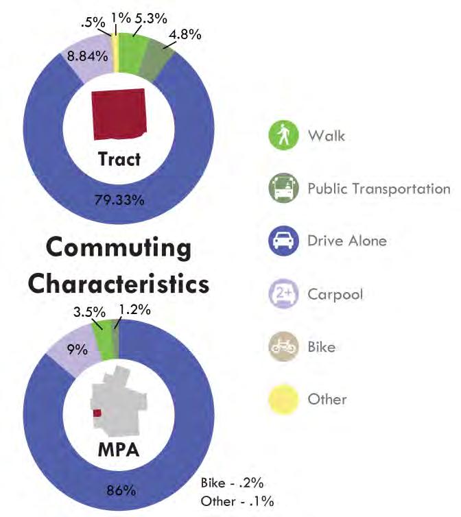 5 percent in the MPA. But the proportion of residents between the ages of 19 and 44 is lower: 22 percent in Tract 166, compared to 32 percent in the MPA as a whole.