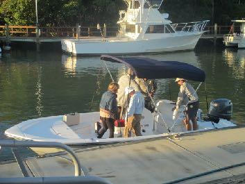 Poor conditions kept the Athletes tied up at the Dock so a busy day at Calusa Marina,