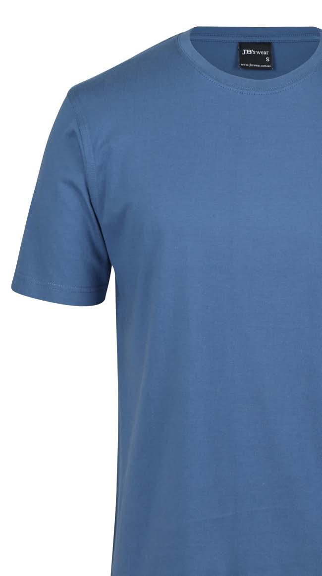 15 THE TEE 1HT 1HT shape staying Elastane rib crew neck 100% Cotton for 100% comfort, *marle colours are Cotton/Viscose blend Self-fabric tape on inside of neck and shoulders for improved stability