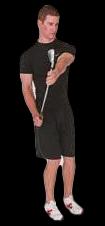 Forearm Stretch Hold the golf club with one hand and lift the club off the ground creating a