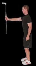 of the shaft with one arm extended straight out.