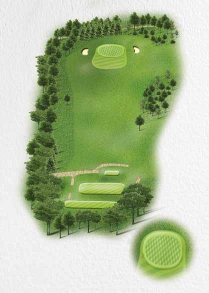 162 154 150 Although a relatively short hole, club selection here is made more difficult by the position of the green below the tee.