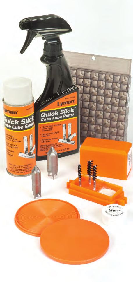 .................. CASE PREP TOOLS & ACCESSORIES A. Quick Slick Pump Case Lube Lyman's popular Quick Slick spray case lube is now available in a large and economical 16oz pump spray.