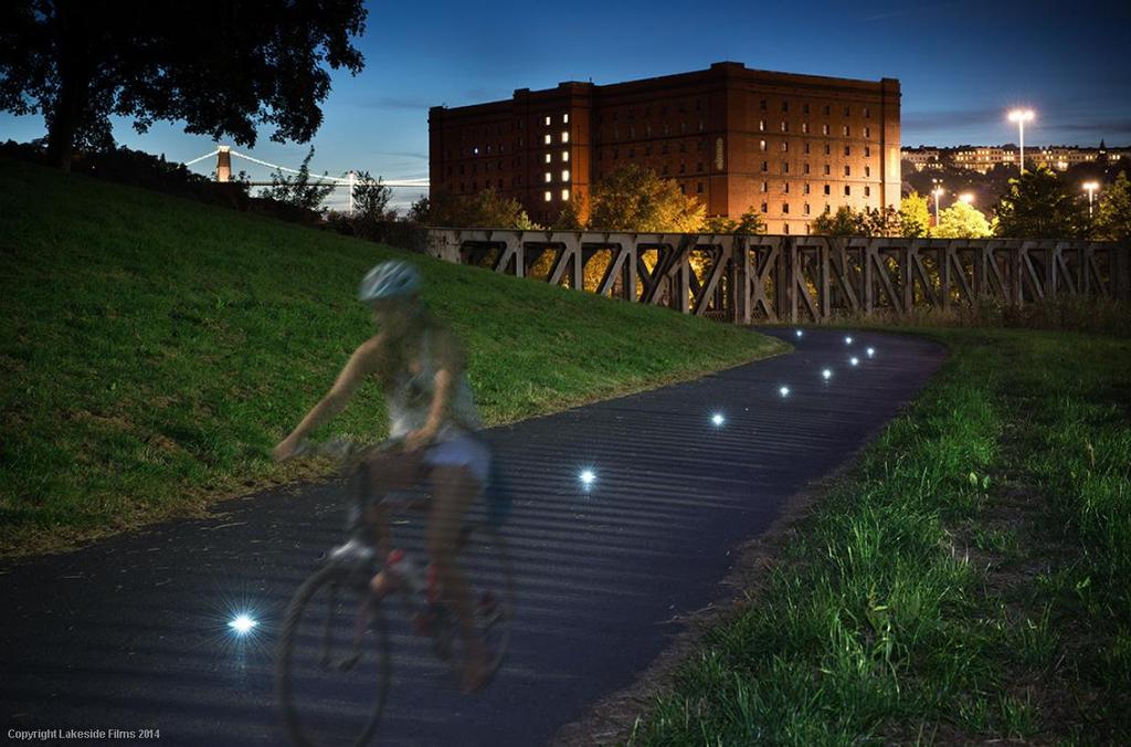 Figure 6.3: Example of low-level LED lighting of cycle paths Source: Cyclehoop The north-south path across Norton Common would also benefit from additional width.