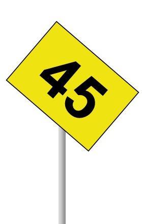 This sign is placed at Facing and Trailing Points to indicate the turnout speed for the reverse setting.
