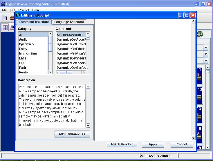Figure 4: Script Frame in HyperDriver Vection. This software is a deterministic real-time simulation system.