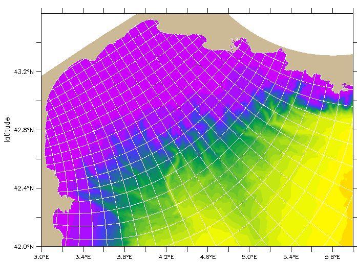 Two nested grids with variable resolution MODEL n 1: a single curvilinear bipolar grid (Bentsen et al, 1999) of the Western Mediterranean Sea with 1/12 resolution at the open borders and 400m on the