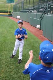 Throw to Target Alligator Hands GAME: BARE HANDS GAME: BARE HANDS Arrange teams in three lines of four players at third base, shortstop, and second base.