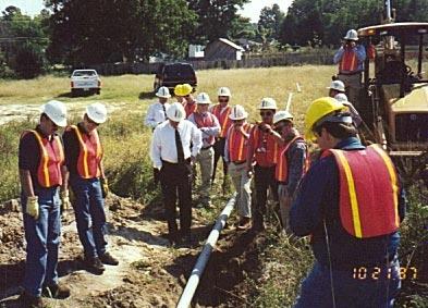 Done beneath an active 3-lane street, it proved how convenient the short lengths of Bore-Gard are to transport and assemble. Twenty foot lengths were installed for this major telephone company.