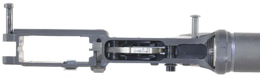 Selector Narrower cavity near the selector axis pin holes: M16 wider than 17 mm; AR-15 typically under 13.4 mm.