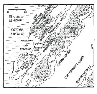 Figure 1. Map of the Monterey Bay region with complex terrain.