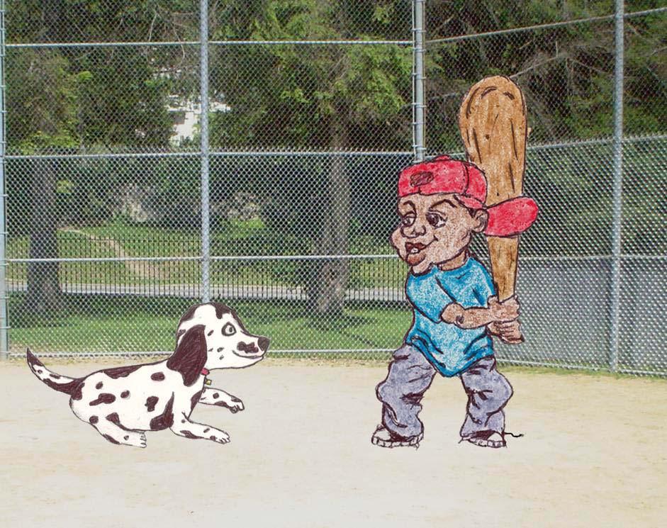 Sparky runs to the baseball field where a group of kids are playing. He asks them, Does anyone know where I can find my engineer?