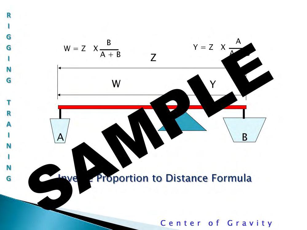 Inverse Proportion to Distance Formula: This formula will find the center of gravity of the load on a horizontal plane rather than in every direction and is good for long, wide loads