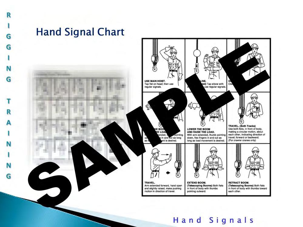 Hand signal chart: There should be a hand