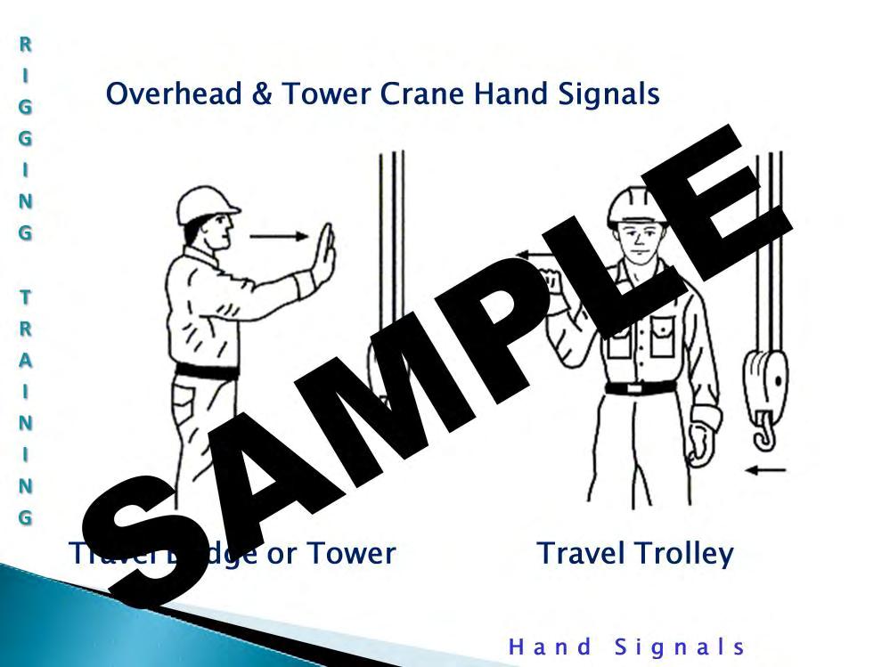 Overhead Crane Hand Signals: Travel bridge or tower: Stand behind the load and signal like your pushing