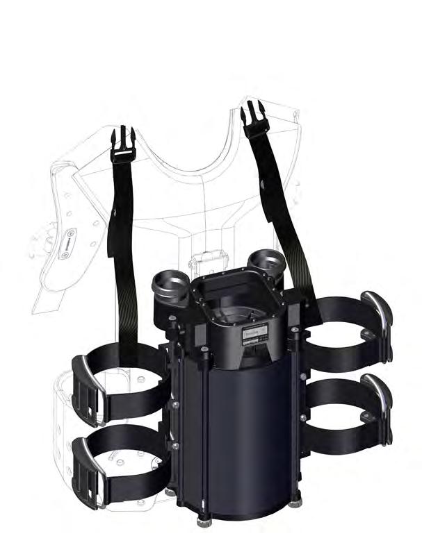 Counterlung straps Figure 1-15. Mount QMR on the left and right cylinder with release pins facing backwards. Adjust the height matching to SE7EN cover.