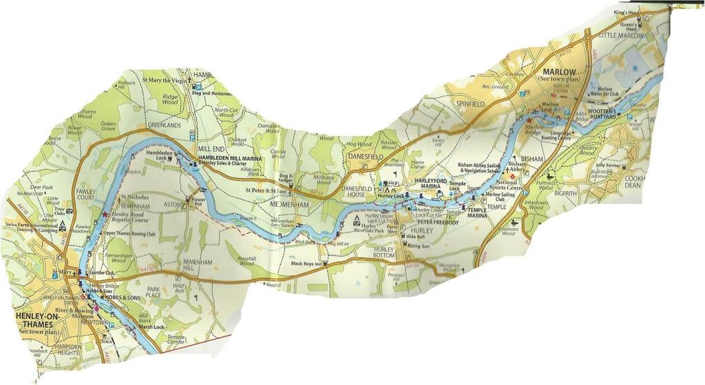 For Weekend Breaks 3 nights- Suggested Routes Going Downstream to Henley (Better Boating yard to Henley: 3hours) Leave better Boating yard and head down stream.