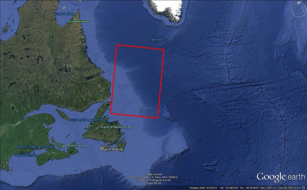 Figure 2b. A second potential staging area in the North Atlantic for alternate spawners. One fish was in this location from mid-july to mid-august 2015.