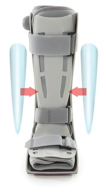 Because in a walker boot your ankle is immobilized, this rocker bottom tread mimics the actions of a healthy ankle promoting a more