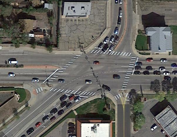 Most of the intersections along these wider streets are un-signalized and do not have crosswalks.