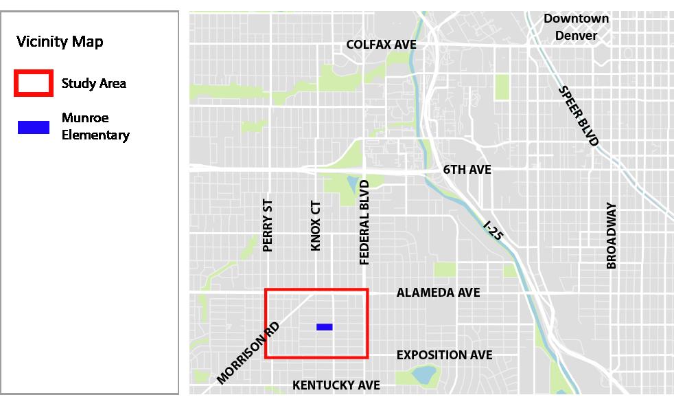 OVERVIEW As part of the 2014/2015 Denver Safe Routes to School (SRTS) Program, WalkDenver coordinated audits of pedestrian infrastructure within a roughly quarter mile radius around four schools: