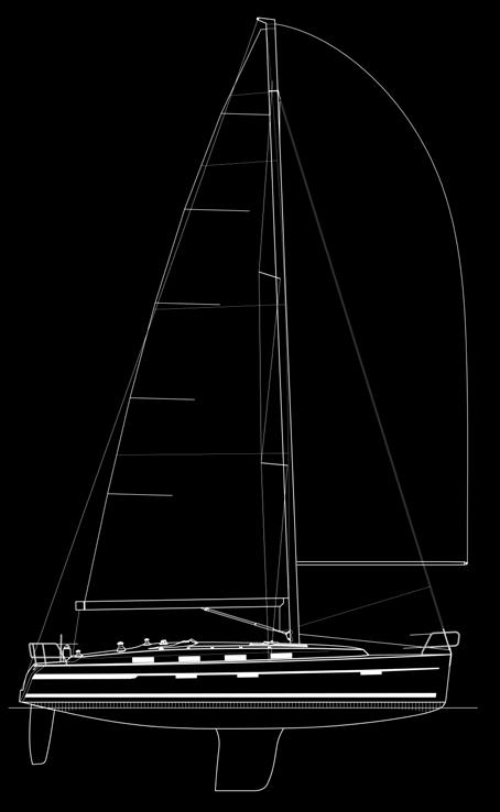 40 S I Technical data Length overall 12.35 m Length hull 11.99 m Length waterline 10.75 m Beam overall 3.96 m Draught standard 2.
