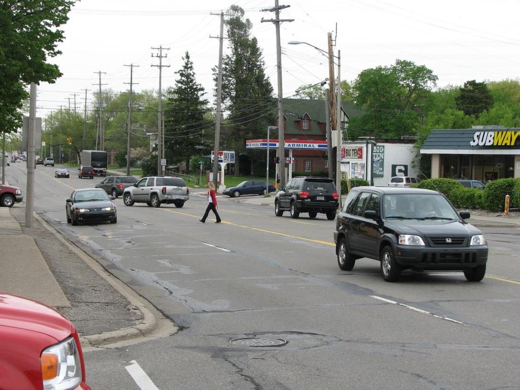 Locating Crosswalks & Determining Demand Existing Crossing Activity May be time sensitive Map out complementary land use on opposite sides of a road Housing and Retail Office and Restaurants Transit