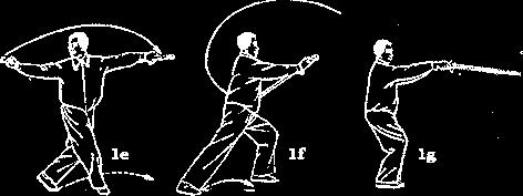 The position of the empty hand is also called the "finger sword" (jianjue, qijian). Raise both hands to shoulder height (1a).