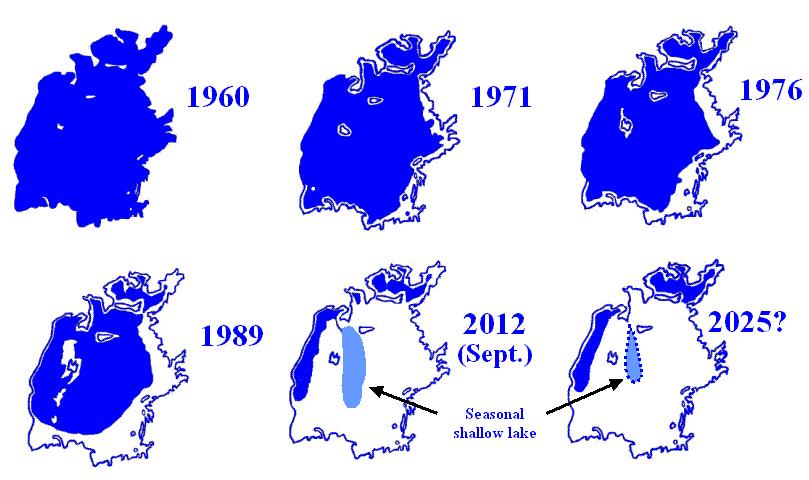 11 Figure 4. The Changing Profile of the Aral Sea: 1960-2025 60.0 56.0 Figure 5. Inflow to the Aral Sea 1910-2010 (in km 3 ) 50.0 40.