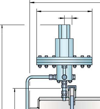 Pressure/Vacuum Relief Valve Pilot-operated diaphragm valve PROTEGO PM-HF e d Ø c Ø 280 f d0 DN2 b The main valve is controlled by a pilot valve. The latter in turn is controlled by the tank pressure.
