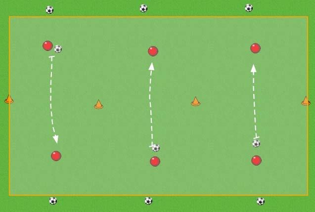 Week 5 Shooting Warm up general coordination. Set up a line of cones as goals about 6 yards apart for the players to shoot through.