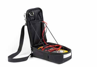 INSPECTION POUCH Hands-free workstation from belt or shoulder. 1500131 PCH-INSPECT Designed for the safe transport and use of most multimeters, air monitors, and other portable testing devices.