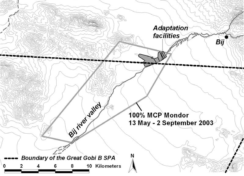 Fig. 1. Takhin Tal study area at the NE edge of the Great Gobi B Strictly Protected Area (SPA) in SW Mongolia. 2.