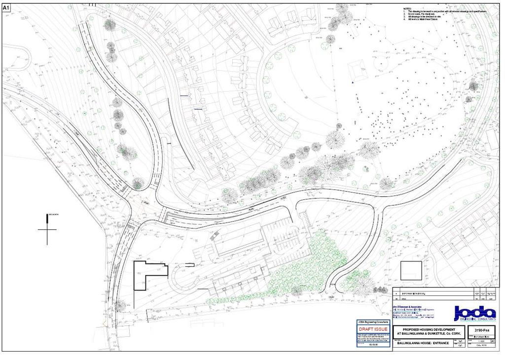 Figure 2.2 Proposed Crossroad Signalised Junction from Ballinglanna Lands with the Dunkettle Road. Drawing supplied by JODA Engineering Consultants. 3.0 Model Calibration & Validation 3.
