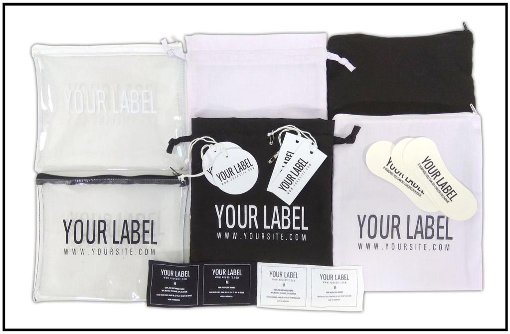 ACCESSORIES & PACKAGING: MANY OPTIONS SWING TAGS, LABEL/SCREEN, HYGIENE STICKER & GIFT BAGS.