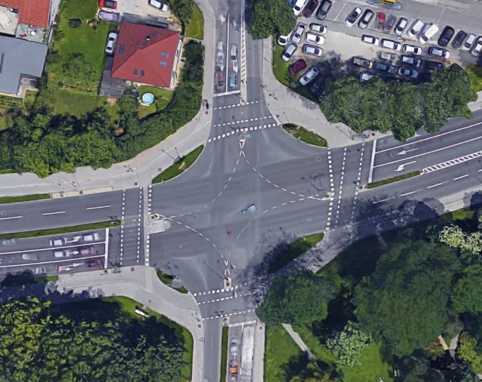 Obravnavani sta dve semaforizirani križišči (Drenikova-Parmova, Dunajska-Linhartova) in eno nesemaforizirano križišče (Parmova-Bežigrad).