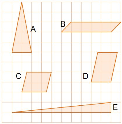 17 Look at the triangles and parallelograms on a square grid.