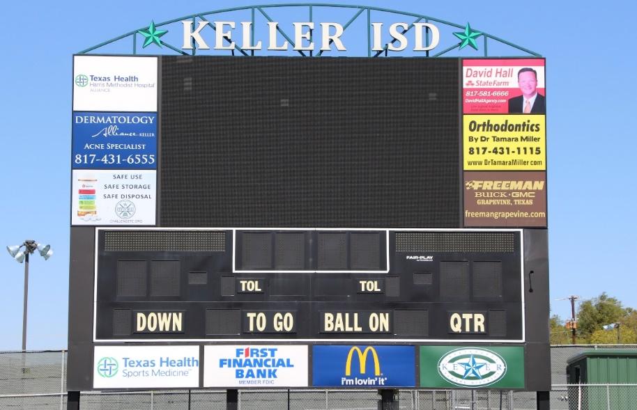 Platinum Sponsorship (6 total, all filled) Scoreboard signage displays advertiser s corporate logo located on the left or right side of the center message board.