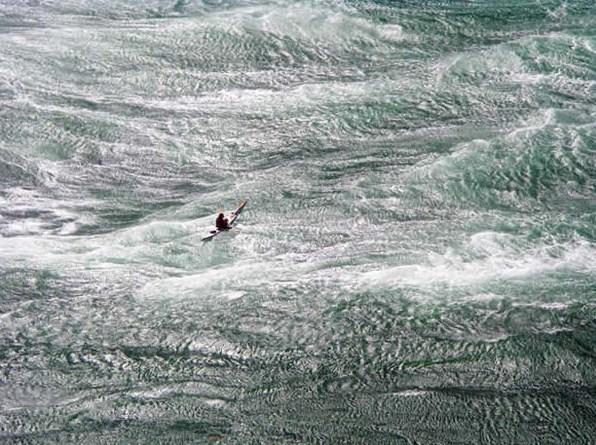 Current and wind Current (and wind) can push you off course. Warren Williamson at deception pass in 50+ knots of wind and 6 knots of current. Photo by Pam Powell taken from the deception pass bridge.
