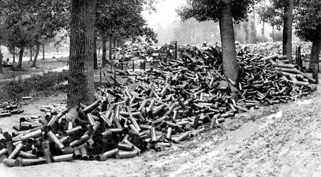 British artillery shells following