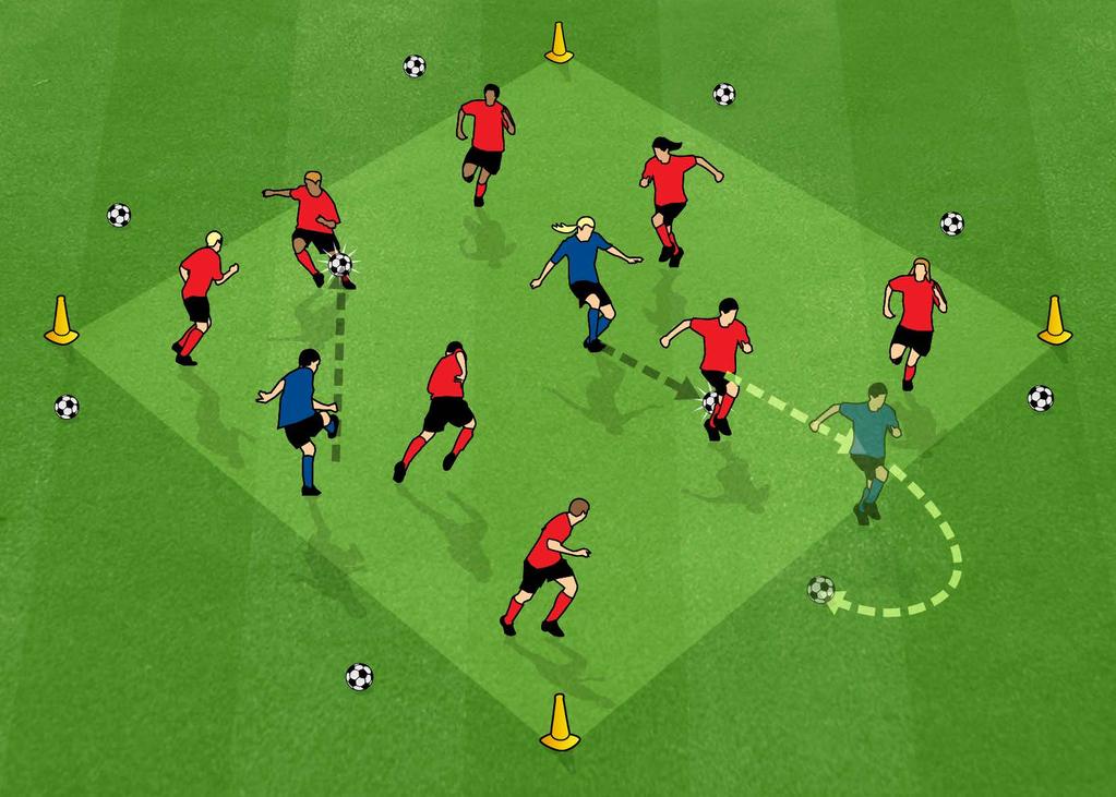 MOSQUITO (FOOTBALL TECHNIQUE) Suitable for players aged 4-12 years 1. Area of up to 20x20m. Modify area depending on the number and age of players. 2. Two players have a ball each (Mosquitoes). 3.
